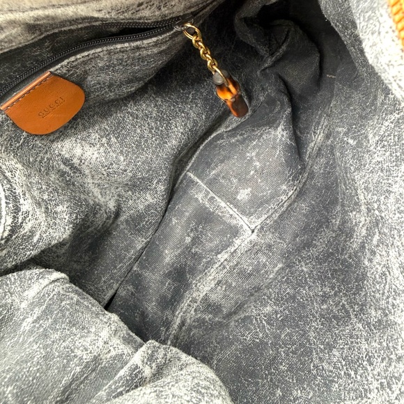 Gucci Alphabet Patchwork Blue Multi Canvas Crossbody with Brown Leather Trim - Picture 13 of 14